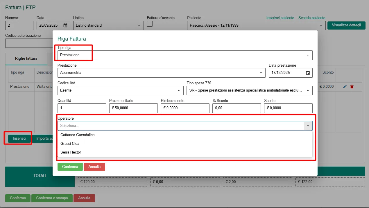 Inserisci cura aggiuntiva
