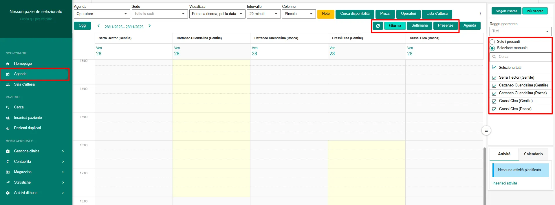 Visualizzazione agenda